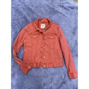 Women's Mudd Coral Denim‎ Button Up Long Sleeve Jacket Size Medium